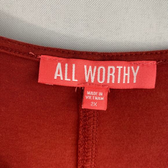 All Worthy Hunter McGrady Tank Dress Women 2X Rust Orange Ruched Midi Stretch - Picture 5 of 6